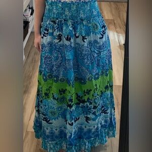 KC Chaudry blue and green skirt